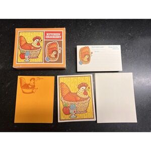 Vtg NOS Current Inc. Kitchen Crockery Notecards, Memo Pad & Recipe Cards Chicken
